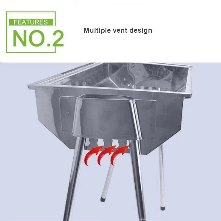 Grelhador BBQ HZ-003 Fogão Portátil em Aço Inoxidável para Exterior Suporte de Carvão para Barbecue Doméstico, M, L