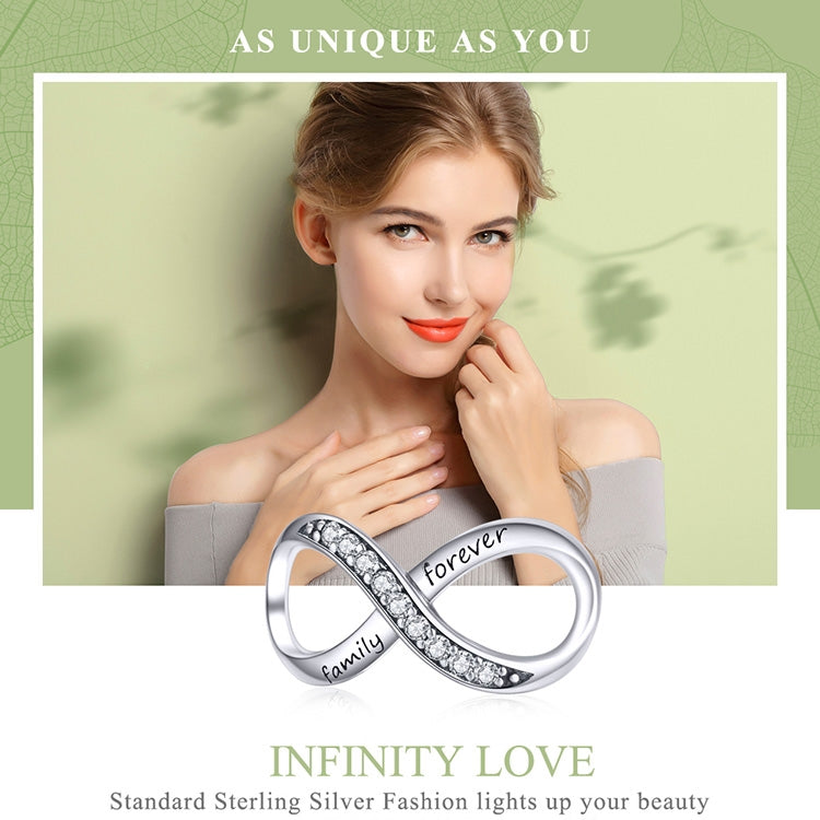 Pulseira DIY para Mulheres em Prata Esterlina 925 com Contas Infinito Família Para Sempre, Acessórios SCC1146