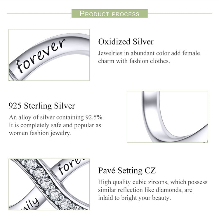 Pulseira DIY para Mulheres em Prata Esterlina 925 com Contas Infinito Família Para Sempre, Acessórios SCC1146