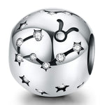 Pulseira DIY com contas de prata esterlina S925 dos doze signos do zodíaco, acessórios de joalharia, contas de prata, Áries, Touro, Gémeos, Caranguejo, Leão, Virgem, Balança, Escorpião, Sagitário, Capricórnio, Aquário, Peixes