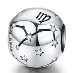 Pulseira DIY com contas de prata esterlina S925 dos doze signos do zodíaco, acessórios de joalharia, contas de prata, Áries, Touro, Gémeos, Caranguejo, Leão, Virgem, Balança, Escorpião, Sagitário, Capricórnio, Aquário, Peixes