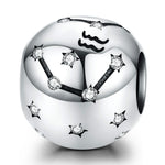 Pulseira DIY com contas de prata esterlina S925 dos doze signos do zodíaco, acessórios de joalharia, contas de prata, Áries, Touro, Gémeos, Caranguejo, Leão, Virgem, Balança, Escorpião, Sagitário, Capricórnio, Aquário, Peixes