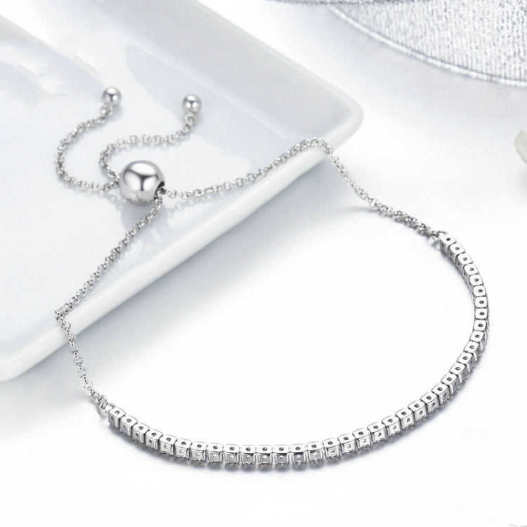 Pulseira Ajustável Feminina Afetuosa em Prata Esterlina S925, SCB029
