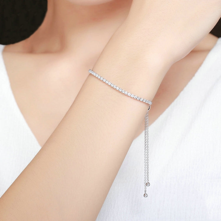 Pulseira Ajustável Feminina Afetuosa em Prata Esterlina S925, SCB029