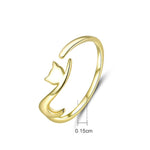 Anel aberto de prata esterlina com design de gato travesso, modelo SCR220-B, SCR220