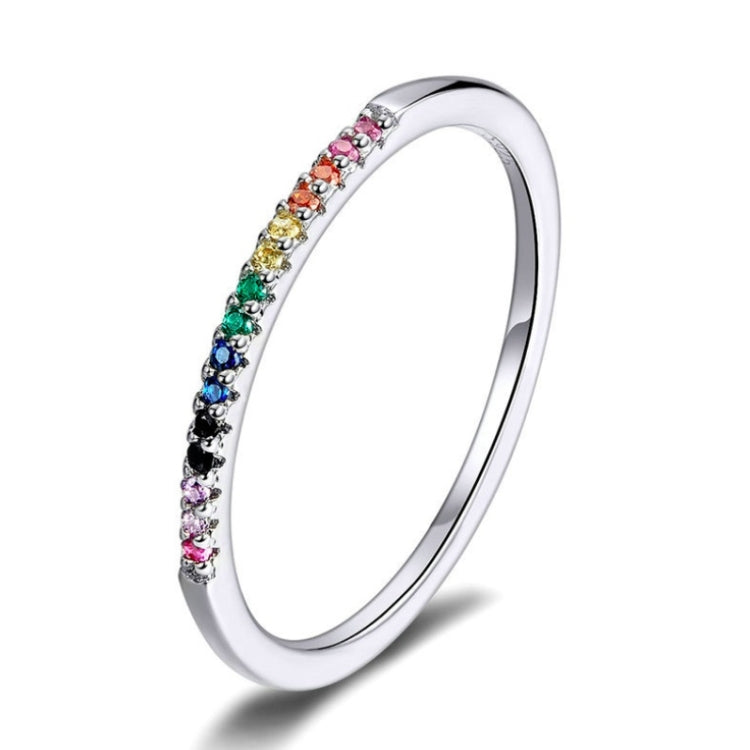 Anel em Prata Esterlina S925 com Zircão Colorido, 7