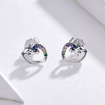 Brincos de Prata com Pino, Brincos de Prata com Zircão Colorido, SCE611