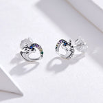 Brincos de Prata com Pino, Brincos de Prata com Zircão Colorido, SCE611