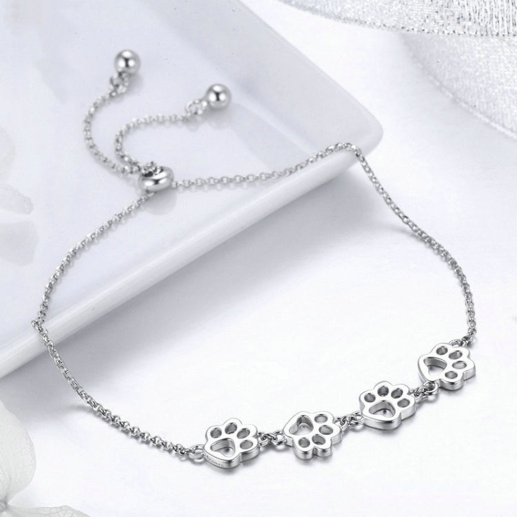 Pulseira com Marca de Garra de Animal de Estimação Fofa S925 Prata Esterlina, Pulseira Animal com Gota, SCB096