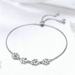 Pulseira com Marca de Garra de Animal de Estimação Fofa S925 Prata Esterlina, Pulseira Animal com Gota, SCB096