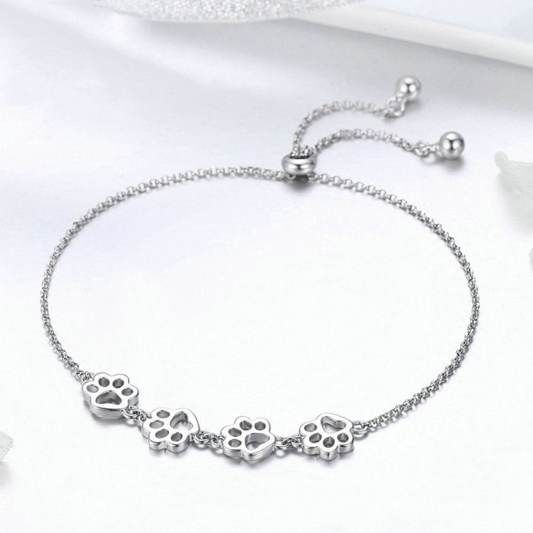 Pulseira com Marca de Garra de Animal de Estimação Fofa S925 Prata Esterlina, Pulseira Animal com Gota, SCB096