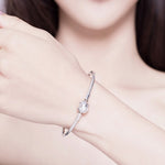 Pulseira Estrela em Prata Esterlina S925 DIY com Contas, 17cm, 19cm