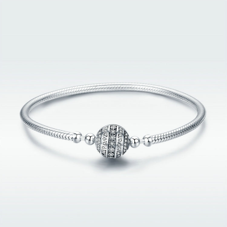 Pulseira Bangle Exquisita em Prata Esterlina S925 com Pedras Incrustadas, 17cm, 18cm, 19cm, 20cm