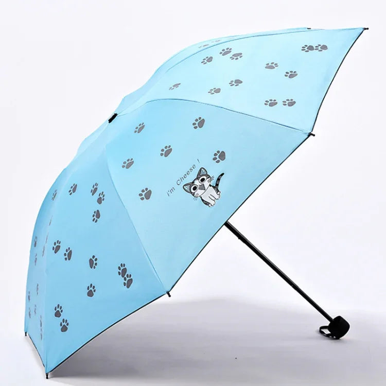 Guarda-chuva infantil criativo em vinil, pequeno, fresco, dobrável, proteção solar, azul céu, roxo, rosa, azul marinho