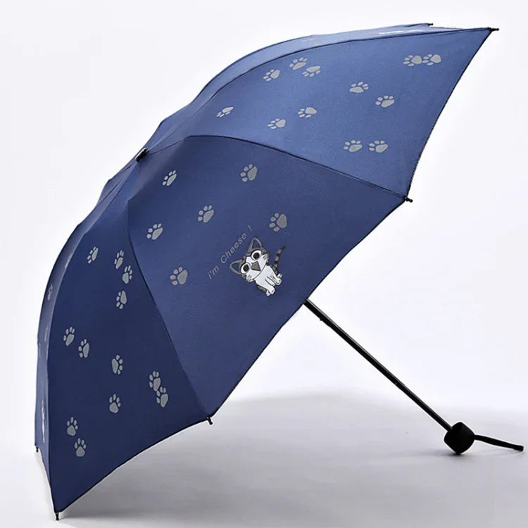 Guarda-chuva infantil criativo em vinil, pequeno, fresco, dobrável, proteção solar, azul céu, roxo, rosa, azul marinho