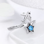 Anel de Prata Esterlina S925 Viagem Interestelar Anel Aberto Feminino, SCR322