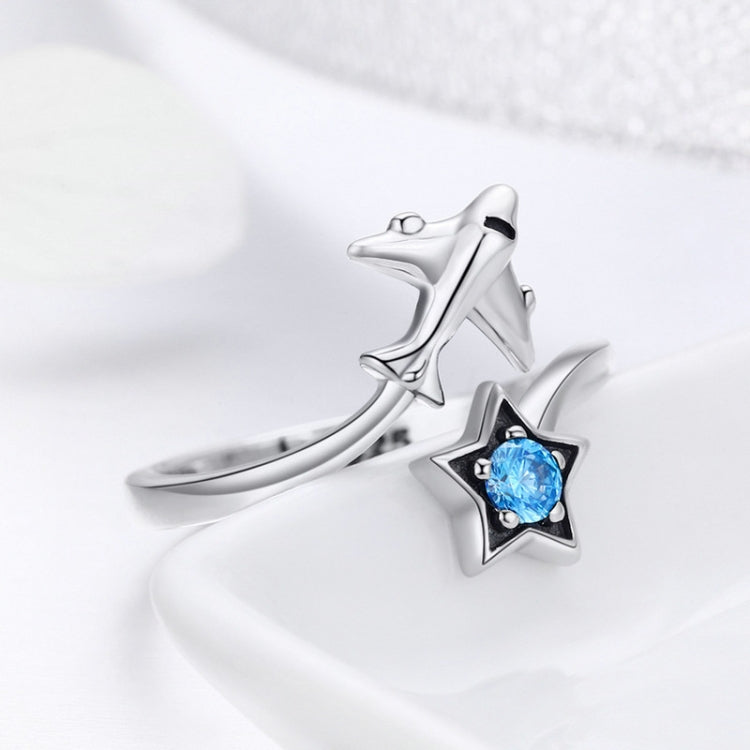 Anel de Prata Esterlina S925 Viagem Interestelar Anel Aberto Feminino, SCR322