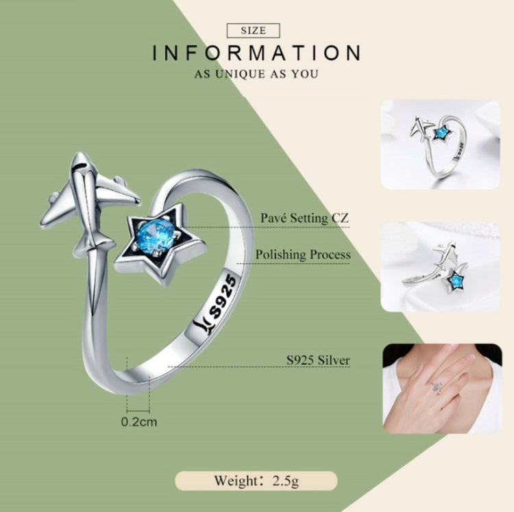 Anel de Prata Esterlina S925 Viagem Interestelar Anel Aberto Feminino, SCR322