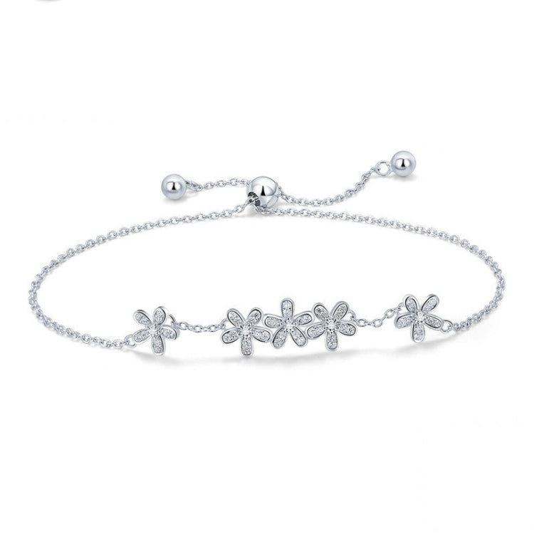 Pulseira em prata esterlina S925 com margarida, SCB084
