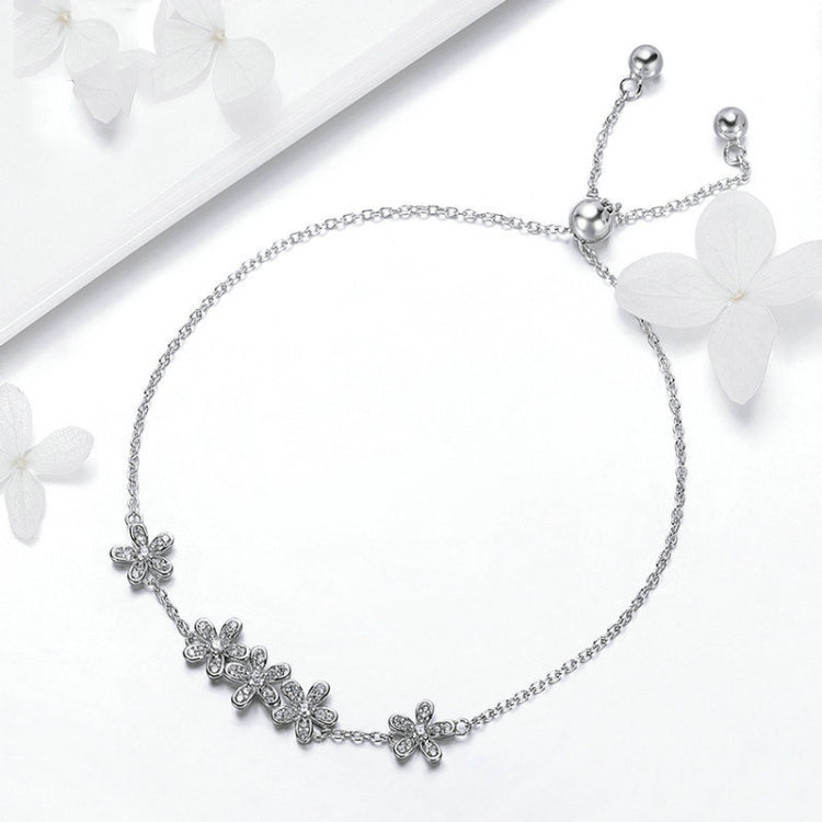 Pulseira em prata esterlina S925 com margarida, SCB084