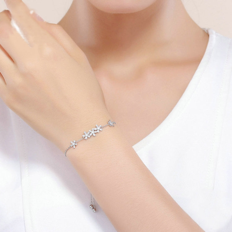 Pulseira em prata esterlina S925 com margarida, SCB084