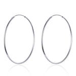 Big Circle Earrings Simple Platinum-plated Sterling Silver S925 Earrings, SCE711