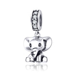 Pendente de Elefante Animal em Prata Esterlina S925 Acessórios para Pulseira DIY