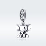 Pendente de Elefante Animal em Prata Esterlina S925 Acessórios para Pulseira DIY