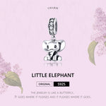 Pendente de Elefante Animal em Prata Esterlina S925 Acessórios para Pulseira DIY