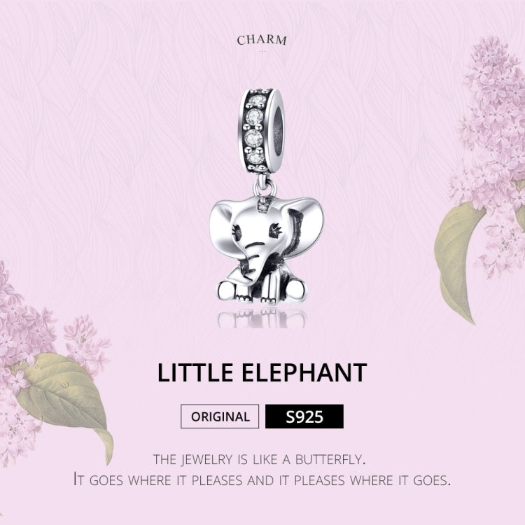 Pendente de Elefante Animal em Prata Esterlina S925 Acessórios para Pulseira DIY