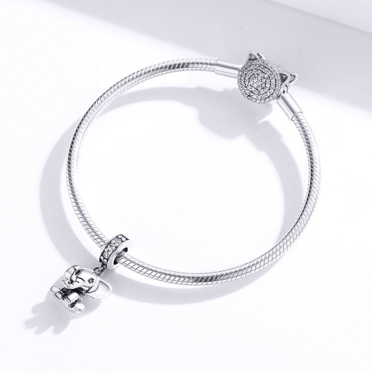 Pendente de Elefante Animal em Prata Esterlina S925 Acessórios para Pulseira DIY