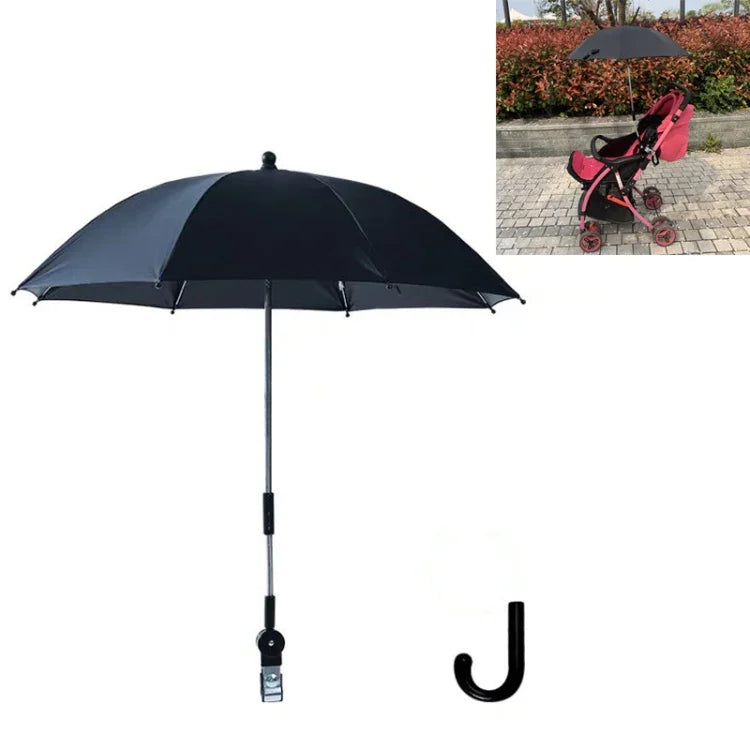 Guarda-chuva universal para carrinho de bebé, deslizante, artefacto em vinil anti-UV, clipe universal para sol e chuva, rosa, cinzento, azul, preto