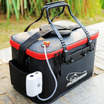 Caixa de Peixe Vivo Dobrável Multifuncional Reforçada Balde de Pesca, 40 cm (com Alça e Bolso Lateral), 45 cm (com Alça e Bolso Lateral), 50 cm (com Alça e Bolso Lateral)