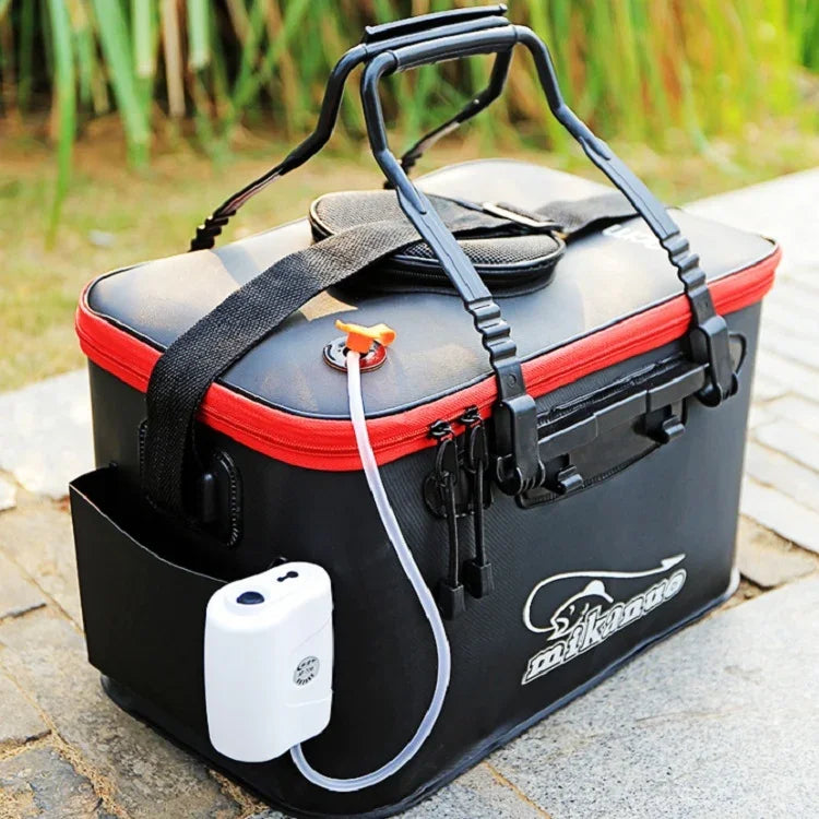 Caixa de Peixe Vivo Dobrável Multifuncional Reforçada Balde de Pesca, 40 cm (com Alça e Bolso Lateral), 45 cm (com Alça e Bolso Lateral), 50 cm (com Alça e Bolso Lateral)