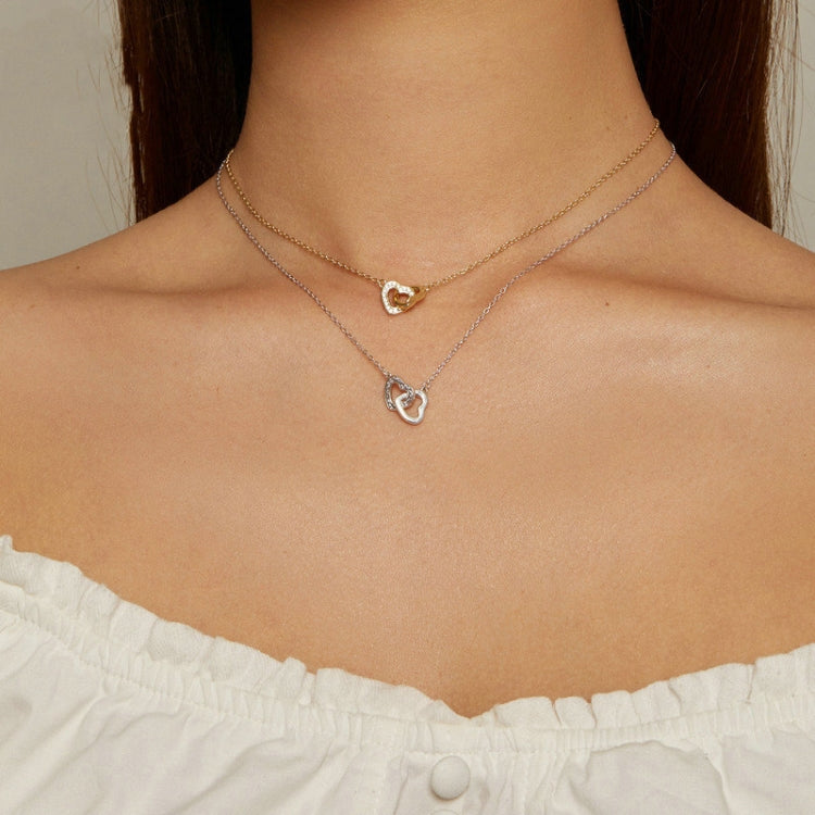 Colar feminino Love em prata de lei S925, SCN181, SCN181 (dourado)