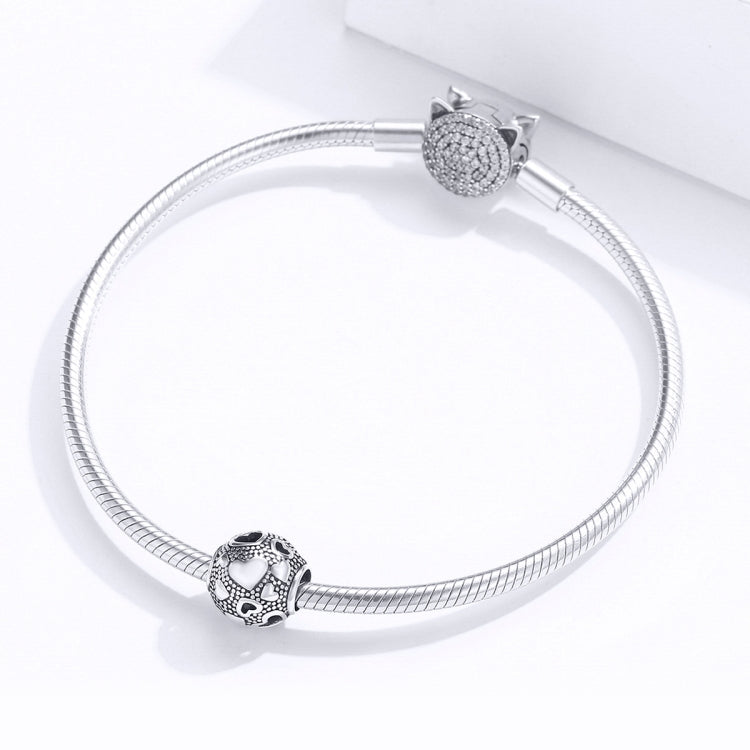 Vintage Love Beaded Sterling Silver S925 Round Beads DIY Bracelet Jewelry Accessories