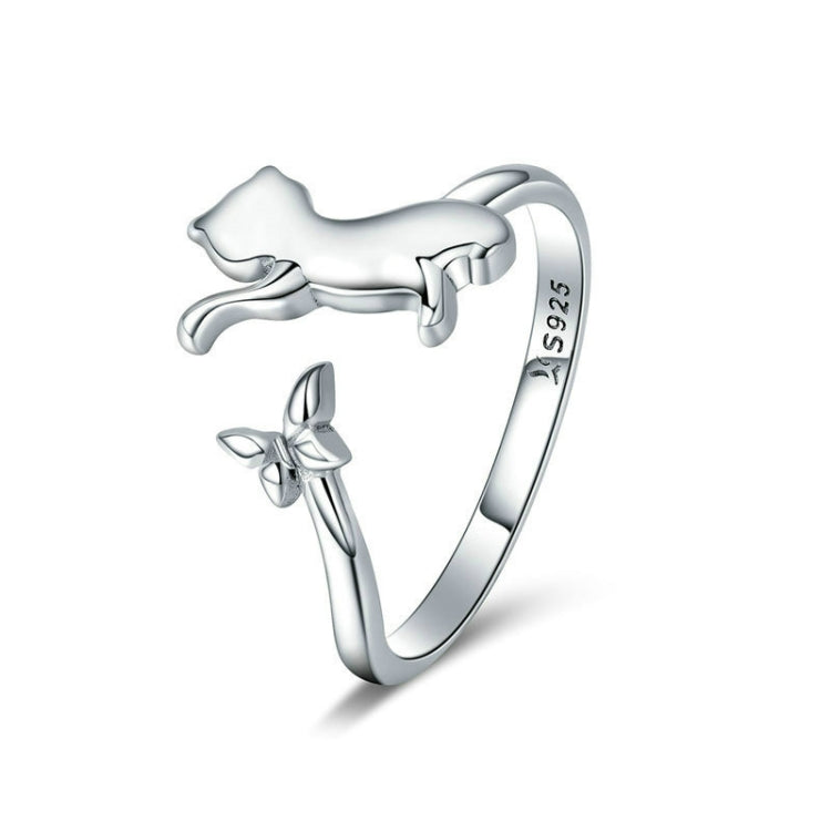 Anel de prata de lei S925 com design de gato, anel de moda SCR443