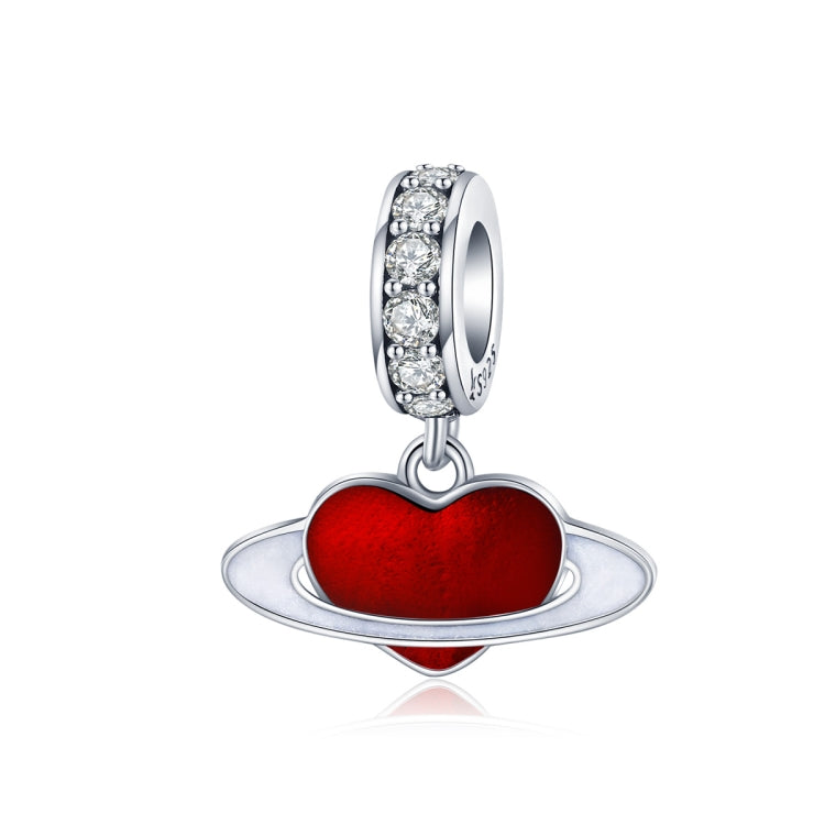 Colar com pendente planeta do amor vermelho em prata de lei S925, acessórios para pulseira DIY