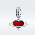 Colar com pendente planeta do amor vermelho em prata de lei S925, acessórios para pulseira DIY
