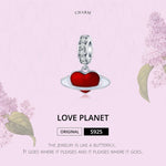 Colar com pendente planeta do amor vermelho em prata de lei S925, acessórios para pulseira DIY