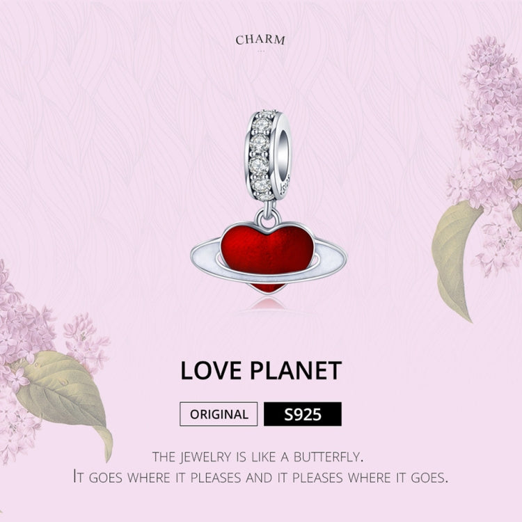 Colar com pendente planeta do amor vermelho em prata de lei S925, acessórios para pulseira DIY