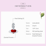 Colar com pendente planeta do amor vermelho em prata de lei S925, acessórios para pulseira DIY
