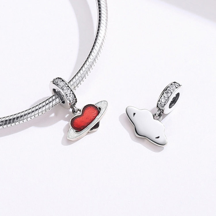 Colar com pendente planeta do amor vermelho em prata de lei S925, acessórios para pulseira DIY