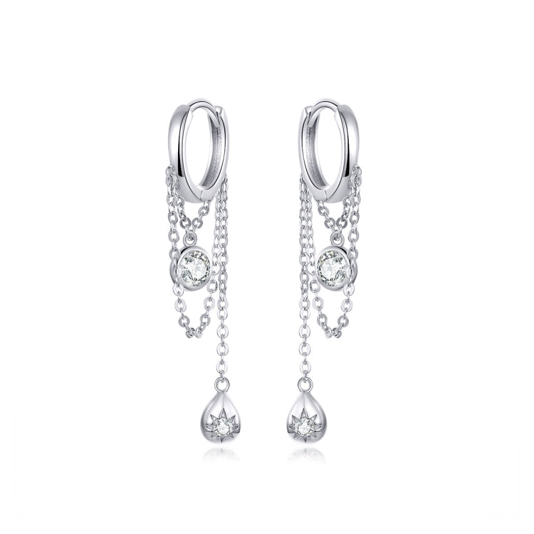 Brincos de Prata Esterlina com Zircónia e Tassel Longo Brincos S925 para Rapariga, SCE638
