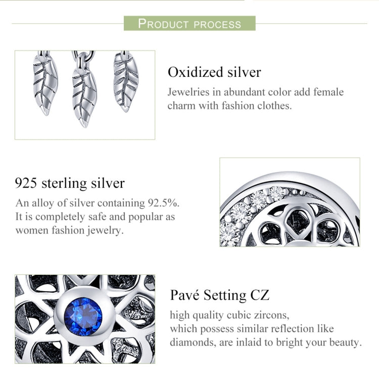 Contas de Prata Esterlina S925 com Padrão Oco Acessórios para Pulseiras DIY, SCC718
