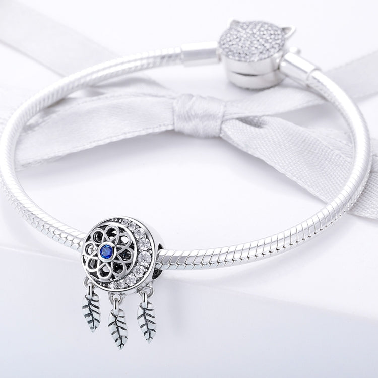 Contas de Prata Esterlina S925 com Padrão Oco Acessórios para Pulseiras DIY, SCC718