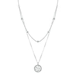 Colar de Prata Esterlina S925 Banhado a Platina Colar Duplo com Pequenas Estrelas Luz Prateada, SCN365