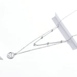 Colar de Prata Esterlina S925 Banhado a Platina Colar Duplo com Pequenas Estrelas Luz Prateada, SCN365