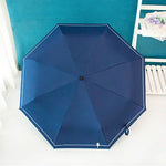Guarda-chuva pequeno, fresco, simples, para floresta, uso duplo para sol e chuva, proteção solar UV, guarda-chuva preto de plástico, manual, automático