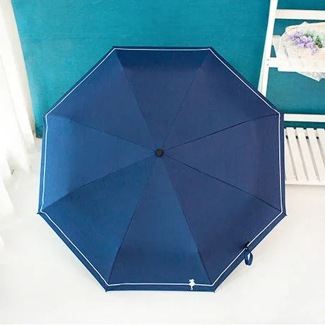 Guarda-chuva pequeno, fresco, simples, para floresta, uso duplo para sol e chuva, proteção solar UV, guarda-chuva preto de plástico, manual, automático